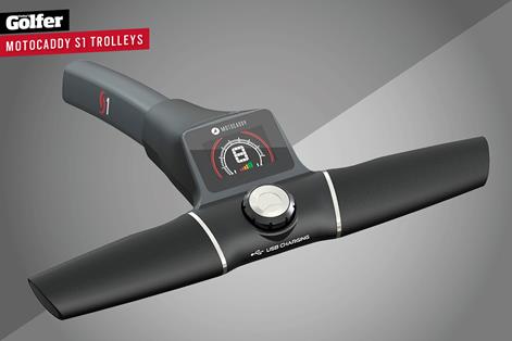 The new Motocaddy S1 trolley has an LCD widescreen with speed indicator, battery monitor, USB charging point and adjustable distance control. The new Motocaddy S1 trolley has an LCD widescreen with speed indicator, battery monitor, USB charging point and adjustable distance control.