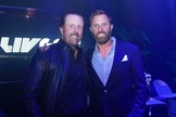 Phil Mickelson and Dustin Johnson at the LIV Golf Invitational London draft event.