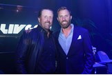 Phil Mickelson and Dustin Johnson at the LIV Golf Invitational London draft event.