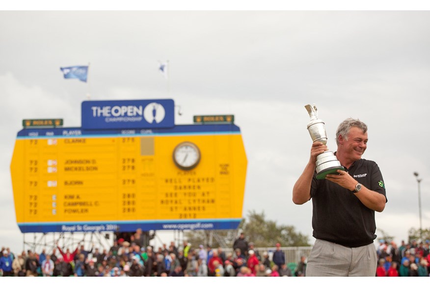 Darren Clarke celebrates winning the 2011 Open at Royal St George's