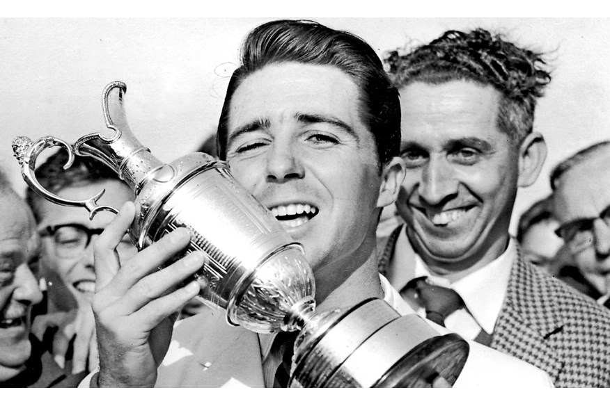 Gary Player celebrates winning the 1959 Open