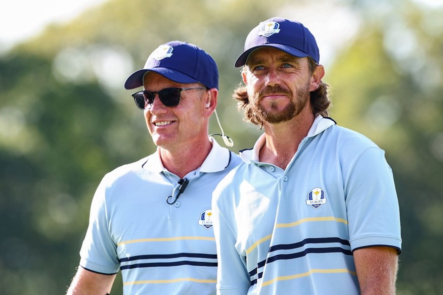 Luke Donald and Tommy Fleetwood during the 2025 Ryder Cup.