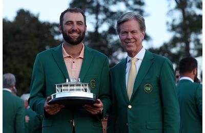 Scottie Scheffler, pictured with Masters chairman Fred Ridley, receives $3.6m.