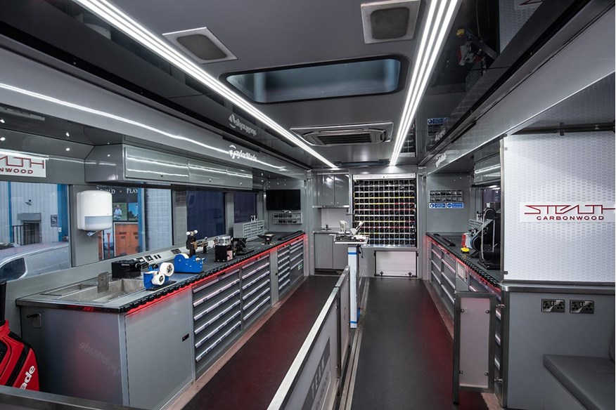 Inside the TaylorMade Tour Truck.