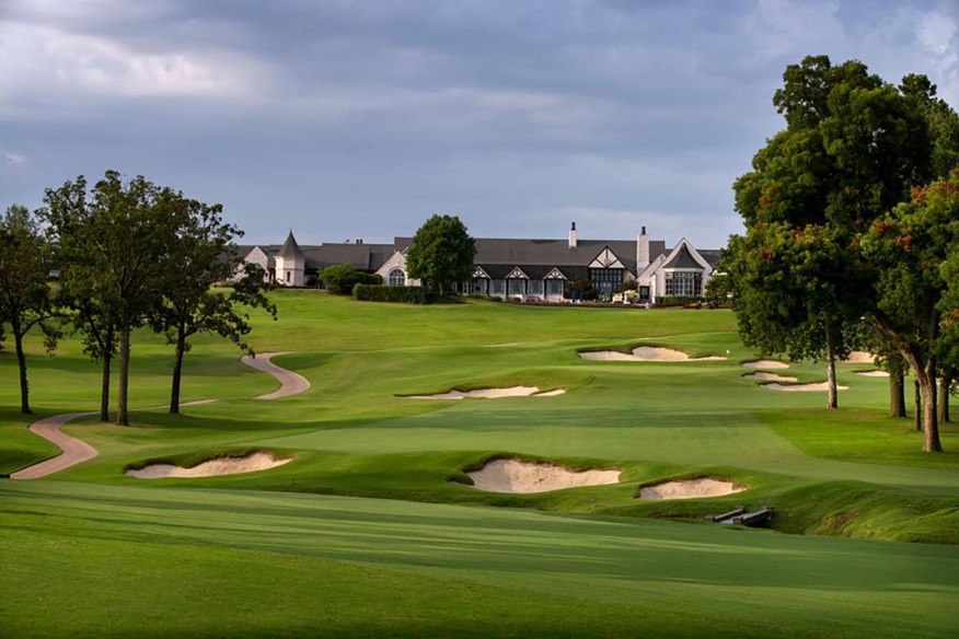 The 18th hole at Southern Hills Country Club.