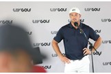 Bryson DeChambeau speaks at the LIV Golf Chicago event.