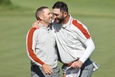 Sergio Garcia and Jon Rahm celebrate together at the 43rd Ryder Cup.