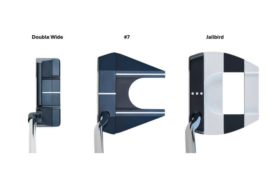 The three model Odyssey AI-One Cruiser family of putters in the play position