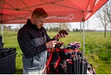 TaylorMade Experiential Technician Henry Leo tweaks one of the Stealth drivers.
