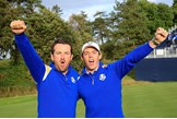 Graeme McDowell and fellow Northern Irishman Rory McIlroy celebrate winning the 2014 Ryder Cup.