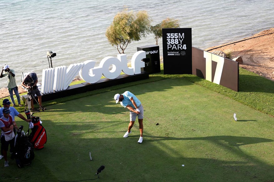 Dustin Johnson, playing in LIV Golf Jeddah