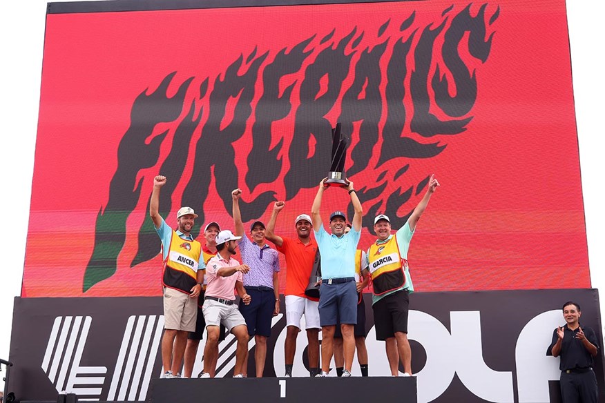 Fireballs GC celebrate winning the team event at the LIV Golf Invitational Bangkok.