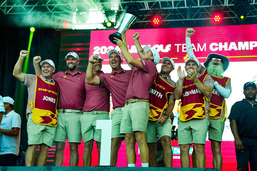 Cameron Smith lifts the 2024 Team Championship trophy for Ripper GC.