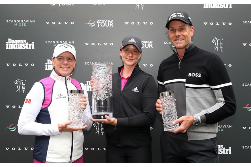 Linn Grant with Annika Sorenstam and Henrik Stenson.