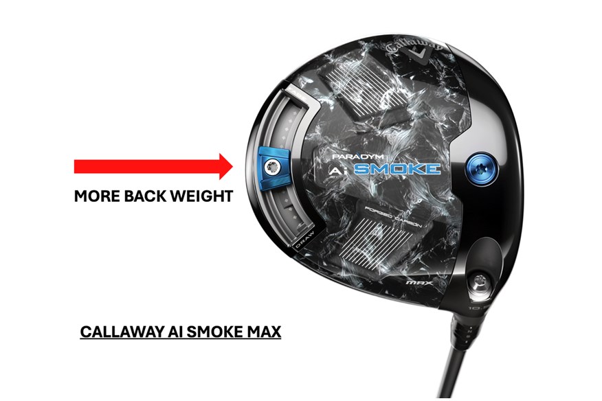 An image to show how the Callaway AI Smoke Max driver is more back weighted