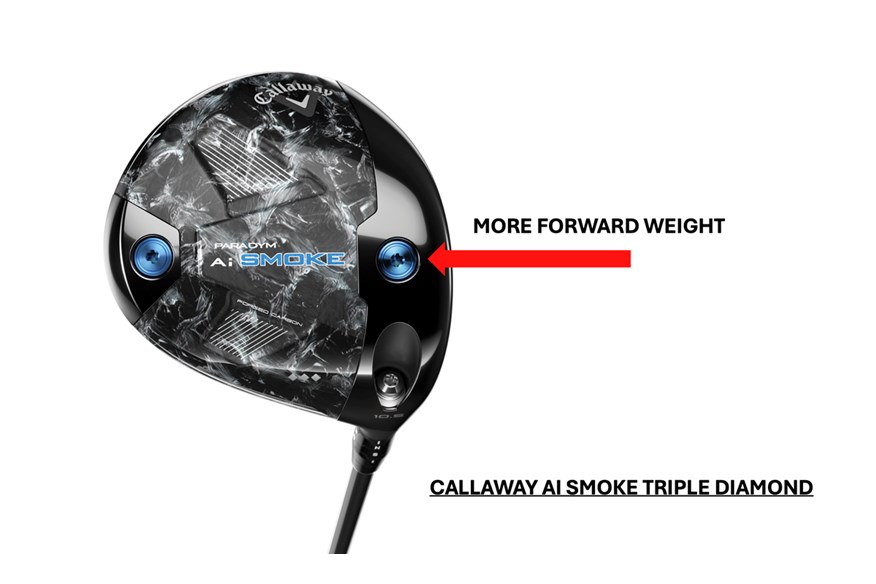 An image to show the front weighted Callaway AI Smoke Triple Diamond driver 