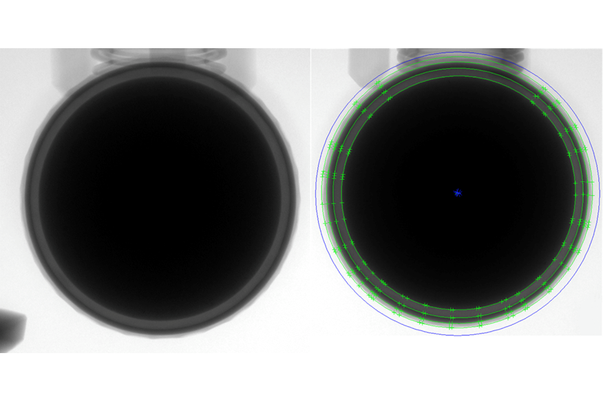 X-Ray of golf ball layers  