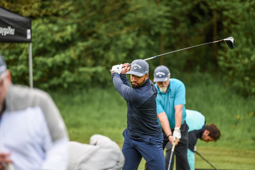 Golfers were fitted for Callaway Rogue ST drivers in the Driving Zone