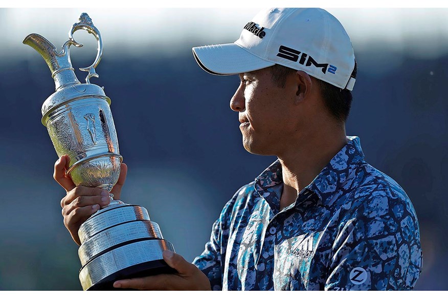 Collin Morikawa with the Claret Jug after his win at Royal St George's.