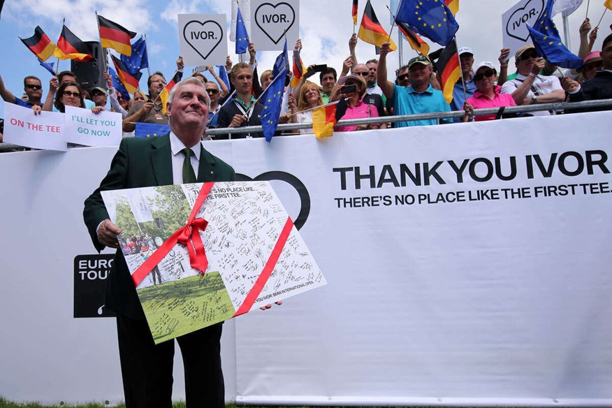 Ivor Robson was presented with a leaving gift by the European Tour before his retirement