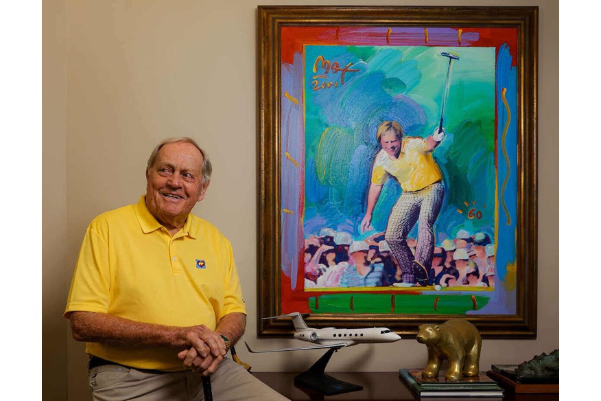 Jack Nicklaus poses at his family office in Florida