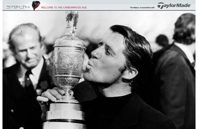 Gary Player kisses the trophy after winning the 1974 Open Championship at Royal Lytham and St Annes