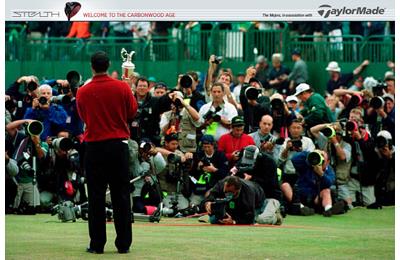 Tiger Woods holds the Claret Jug Open trophy after winning the 2000 Open at St Andrews' Old Course