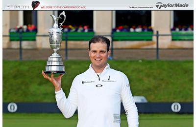 Zach Johnson poses with the Claret Jug after winning the 2015 Open at St Andrews