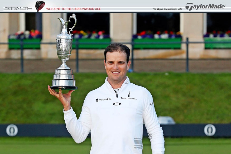 Zach Johnson poses with the Claret Jug after winning the 2015 Open at St Andrews