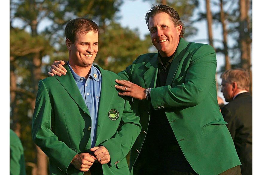 Zach Johnson wears the famous Green Jacket after winning the 2007 Masters