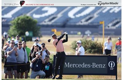 Tiger in action during a practice round at The Open.