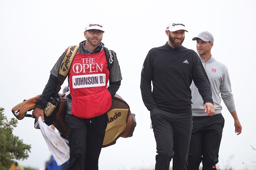 Dustin Johnson looks relaxed during the second round of the 150th Open.