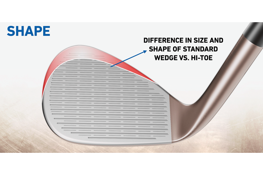 A graphic showing the size difference between a Hi-Toe and traditional sized wedge