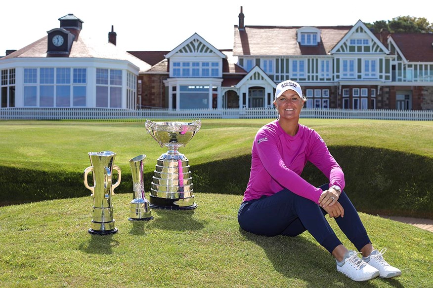 Anna Nordqvist poses at Muirfield ahead of her AIG Women's Open defence.