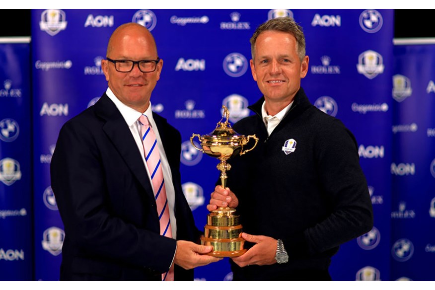 Luke Donald with Ryder Cup Europe director Guy Kinnings.