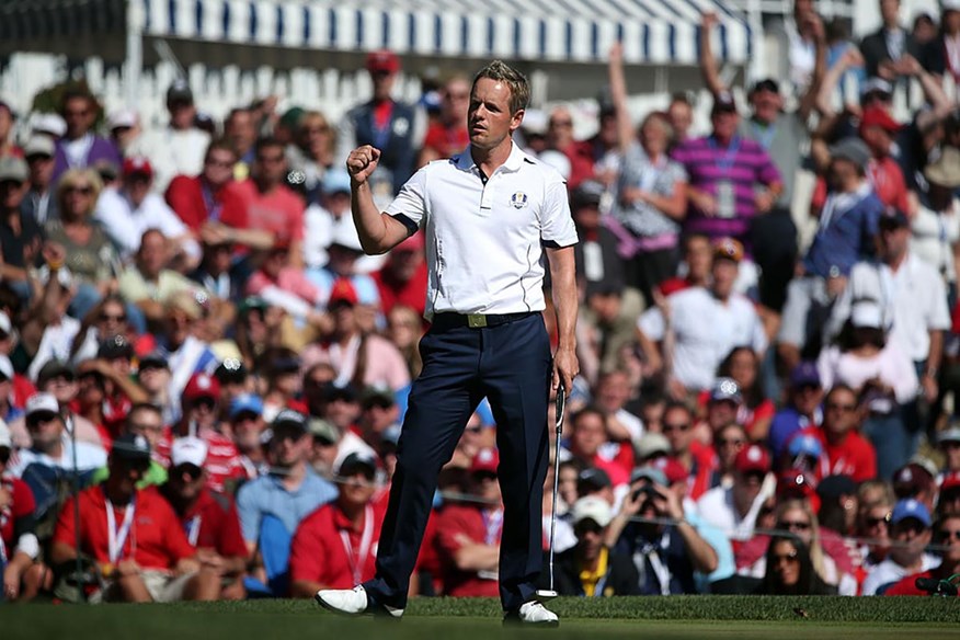 Luke Donald celebrates at Medinah.