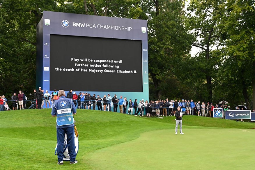 Play at the BMW PGA Championship was suspended and Friday's play cancelled following the death of Her Majesty Queen Elizabeth II.