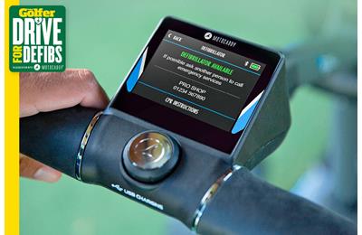 Motocaddy's GPS trolleys locate the nearest defibrillator locations.