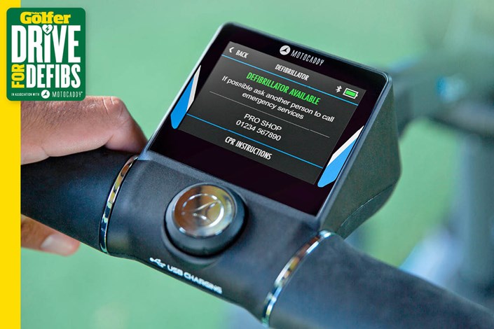 Motocaddy's GPS trolleys locate the nearest defibrillator locations.