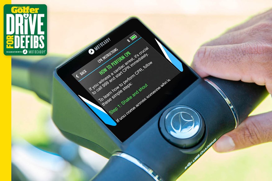 The Motocaddy GPS trolleys tell you where the nearest defibrillator is located and offer CPR advice.