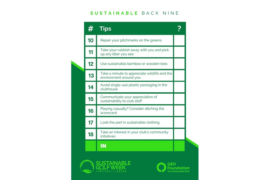 The Sustainable Golf Scorecard features tips we can all follow