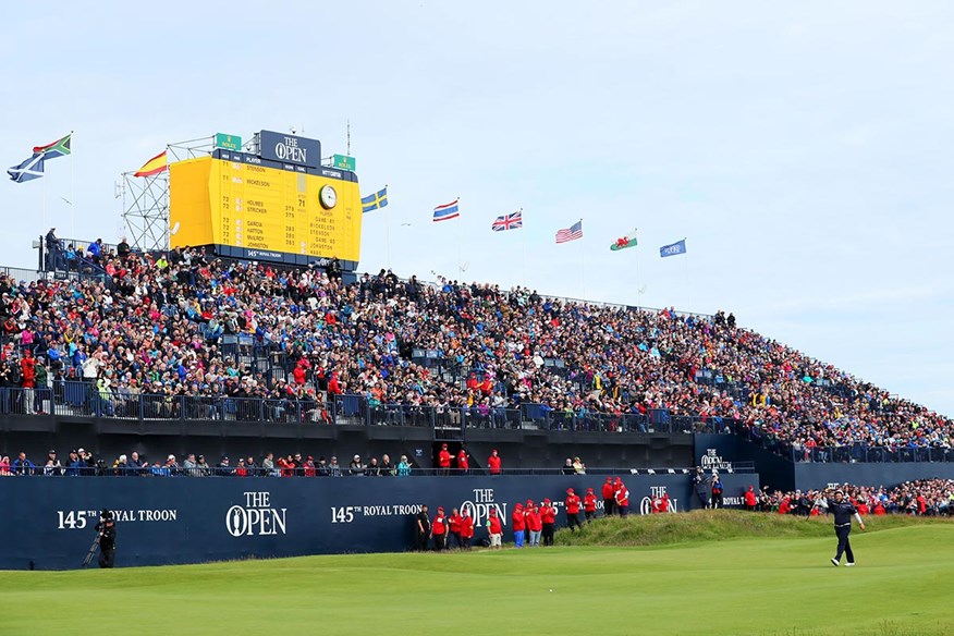 Beef salutes the crowd at the 2016 Open Championship.