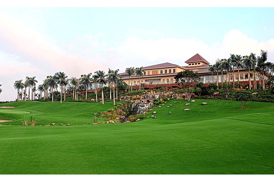 Sky Lake’s imposing clubhouse looks down over the course.