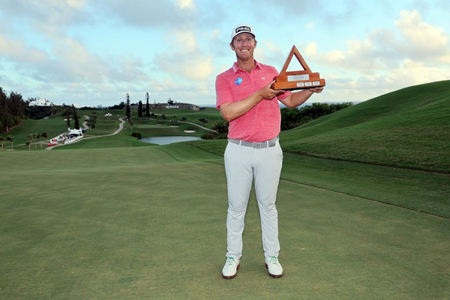 Seamus power with the 2022 Bermuda Championship Trophy