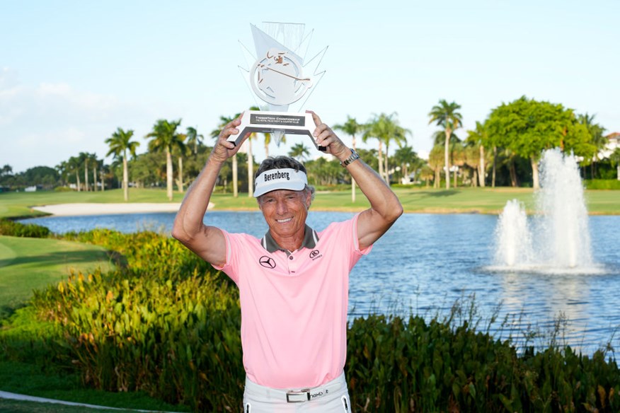 Bernhard Langer with the TimberTech championship trophy.