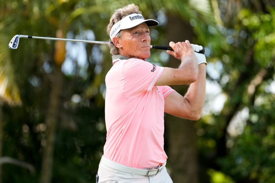 Bernhard Langer hitting his Tour Exotic irons.