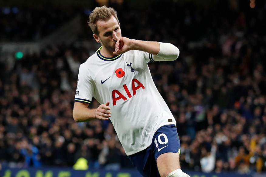 Harry Kane celebrating his goal against Liverpool.