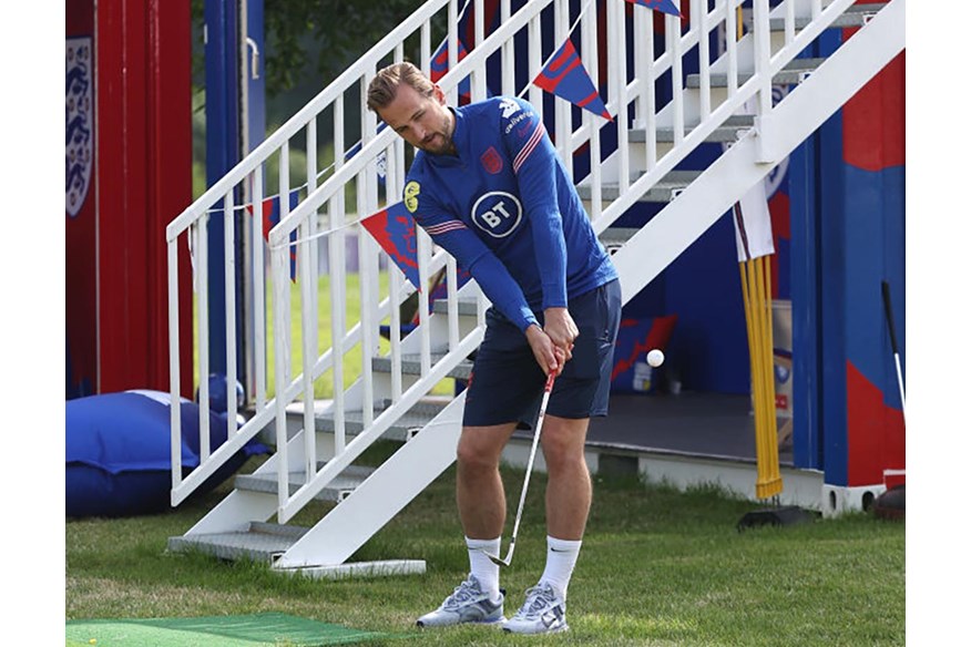 Harry Kane chipping at England training camp.