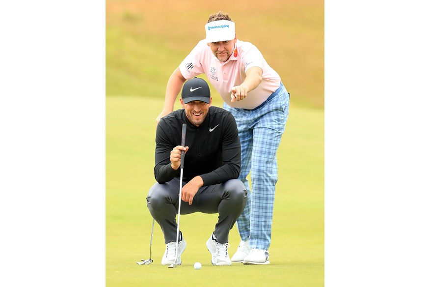 Harry Kane alongside Ian Poulter at the Scottish Open.