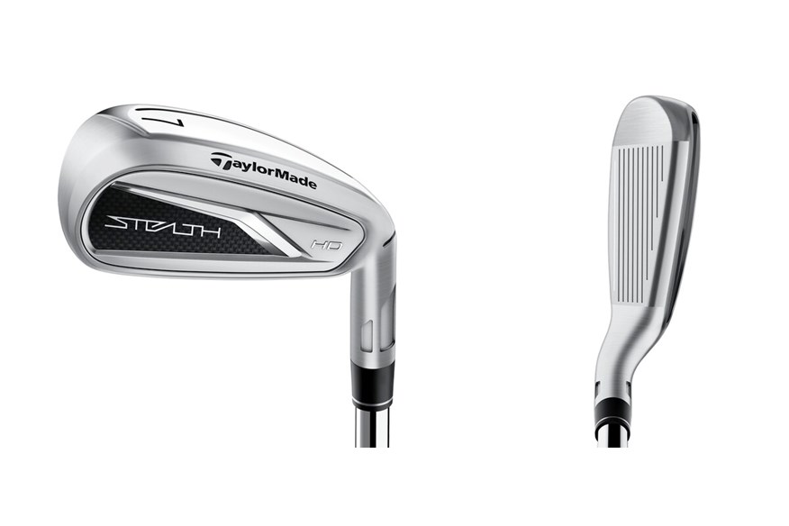 The TaylorMade Stealth HD iron back and at address